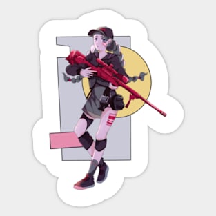 Girl with a gun Sticker